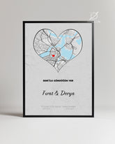 Seni İlk Gördüğüm Yer Poster Tablosu (Kalp)