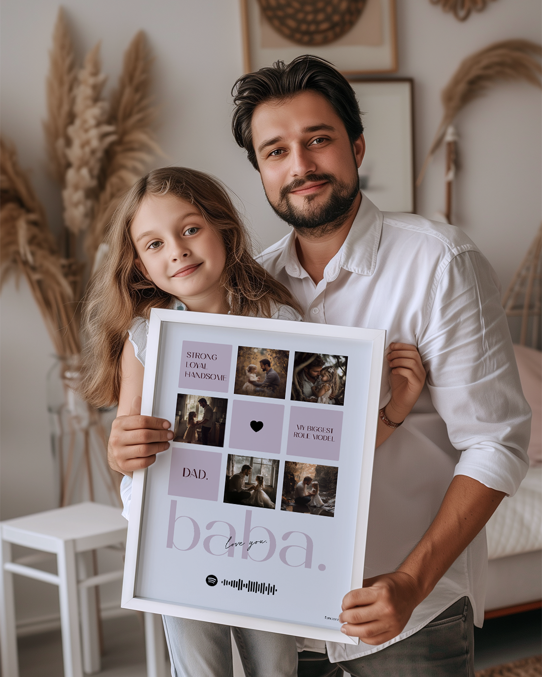 Babalara Özel 5 Fotoğraflı Kolaj Poster Tablo