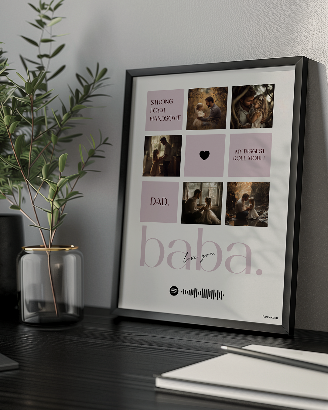 Babalara Özel 5 Fotoğraflı Kolaj Poster Tablo