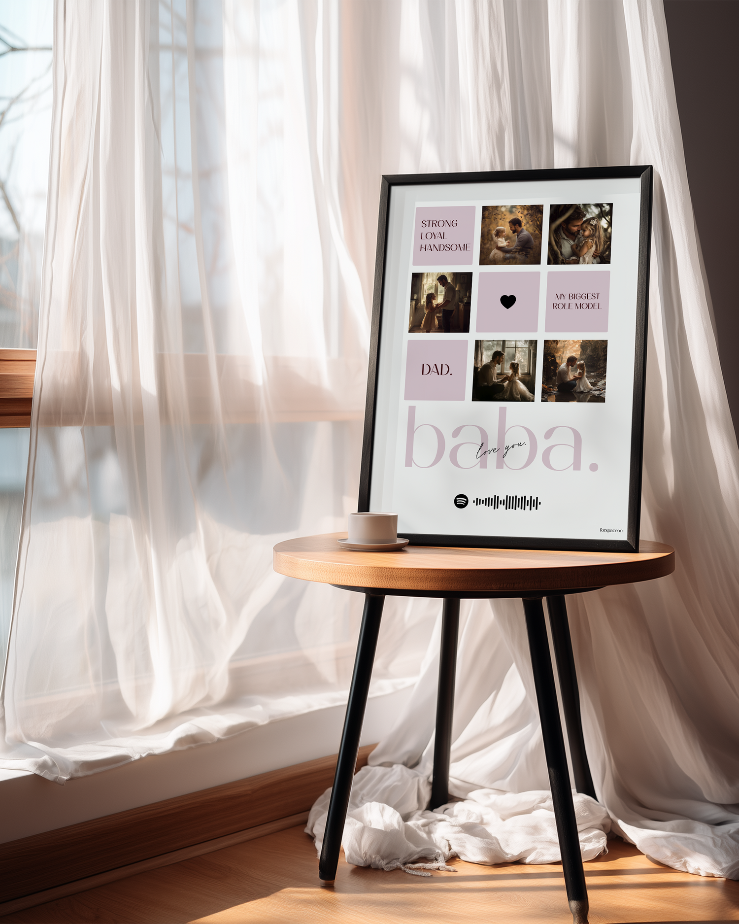 Babalara Özel 5 Fotoğraflı Kolaj Poster Tablo