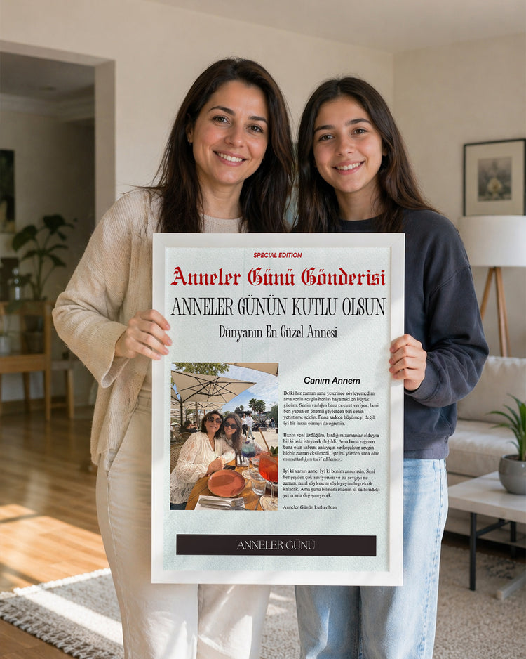 Anneler Günü Gazete Manşet Tasarımlı Poster Tablosu Poster Tablosu