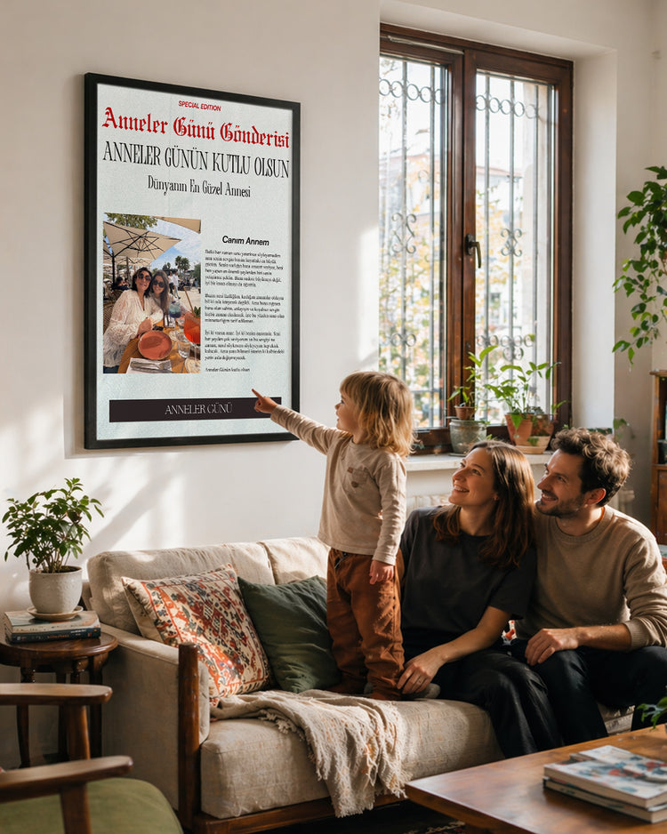 Anneler Günü Gazete Manşet Tasarımlı Poster Tablosu Poster Tablosu