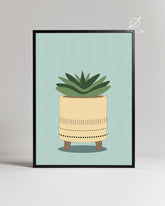 Aqua Succulent Poster Tablosu