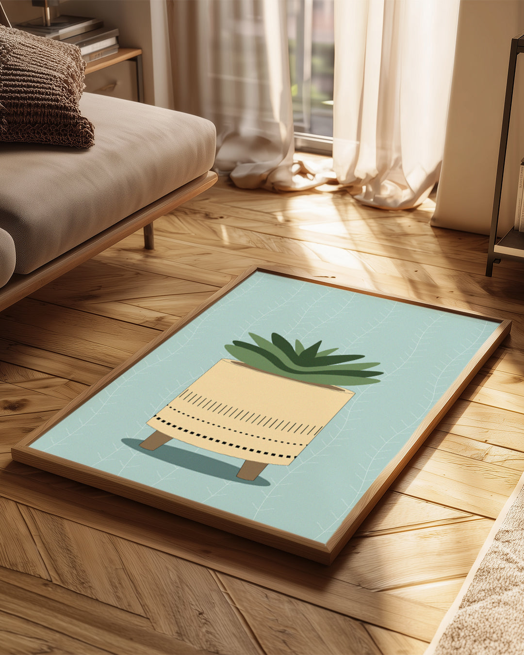 Aqua Succulent Poster Tablosu