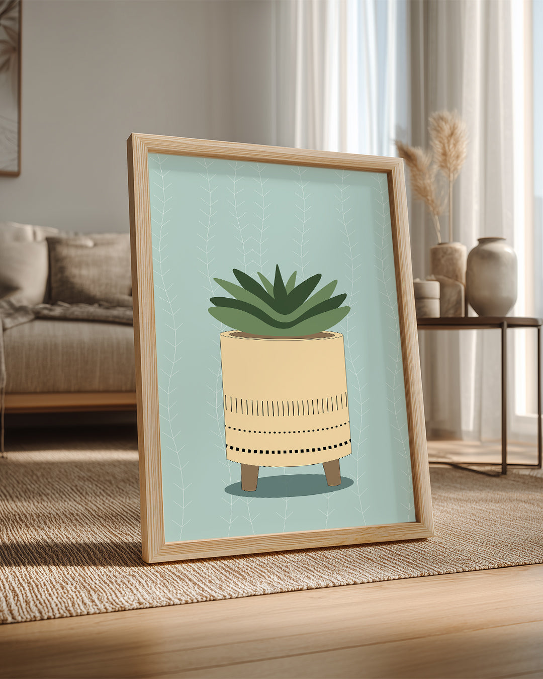 Aqua Succulent Poster Tablosu