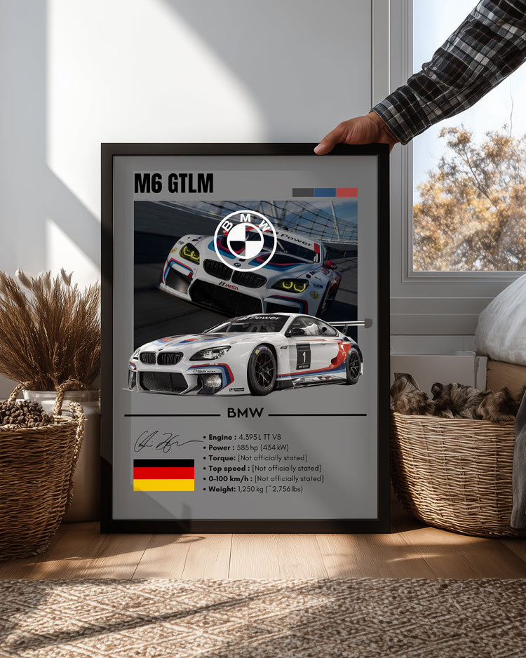 BMW M6 GTLM GRİ Poster Tablosu