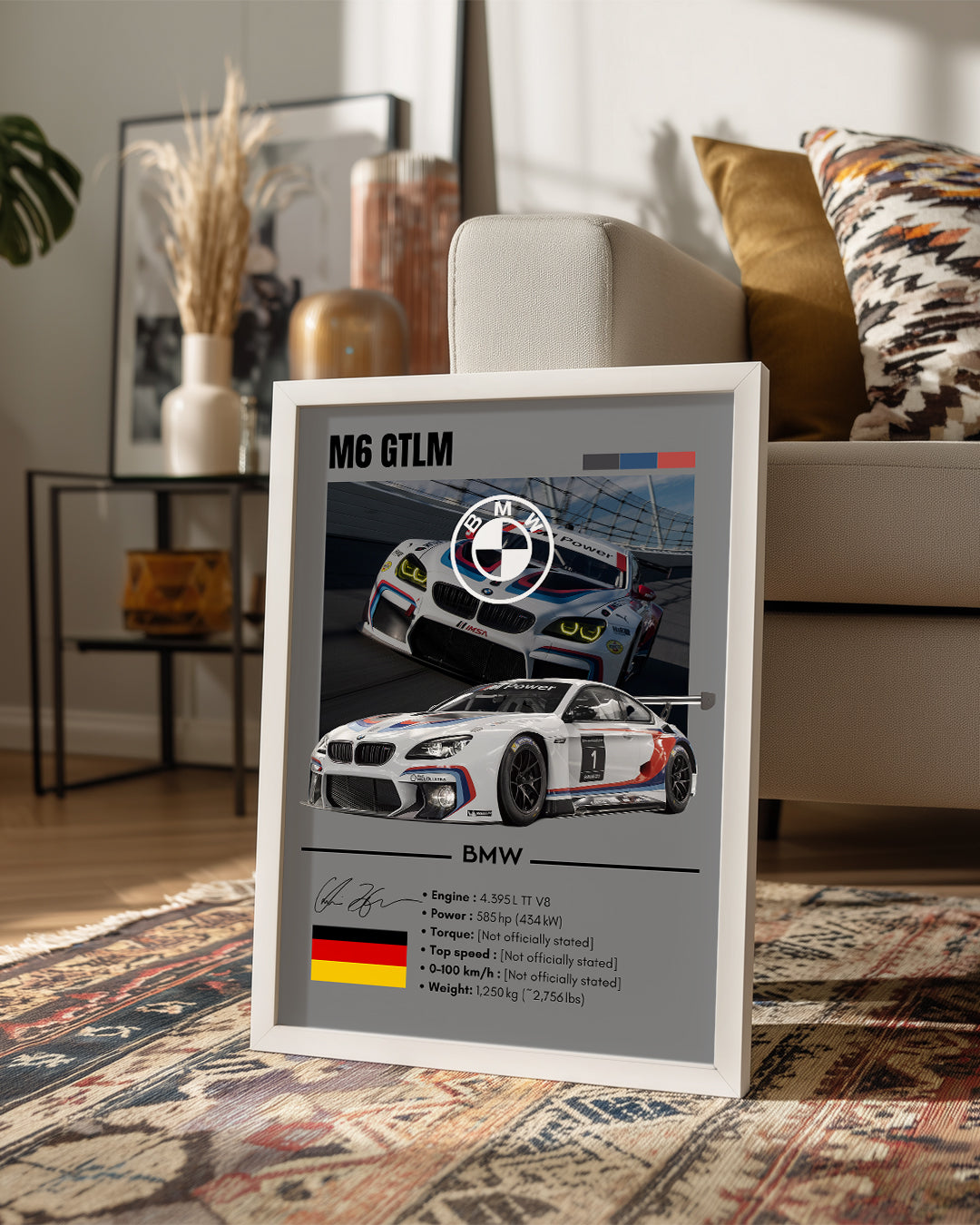BMW M6 GTLM GRİ Poster Tablosu