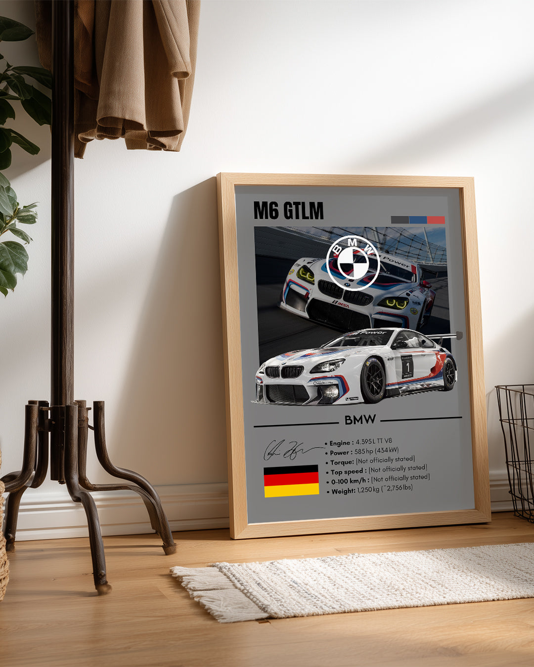 BMW M6 GTLM GRİ Poster Tablosu