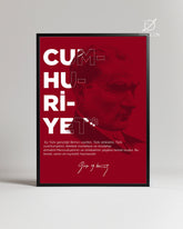 Cumhuriyet Ruhunu Taşıyan Atatürk Tipografi Poster Tablosu