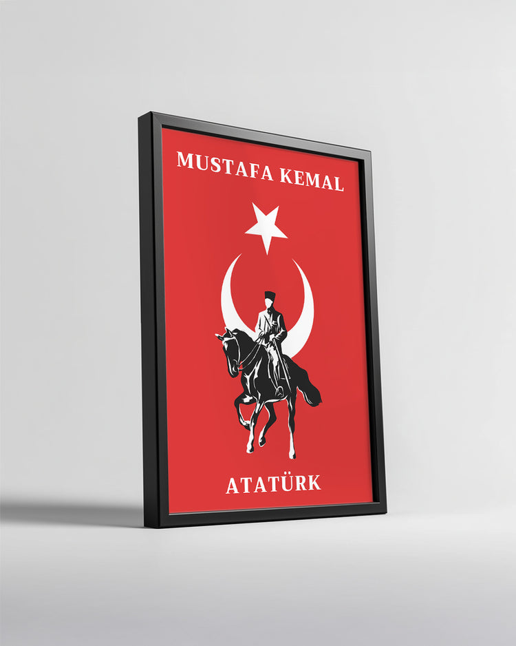 Cumhuriyetin Şafağı – At Üstünde Atatürk Silüet Poster Tablosu