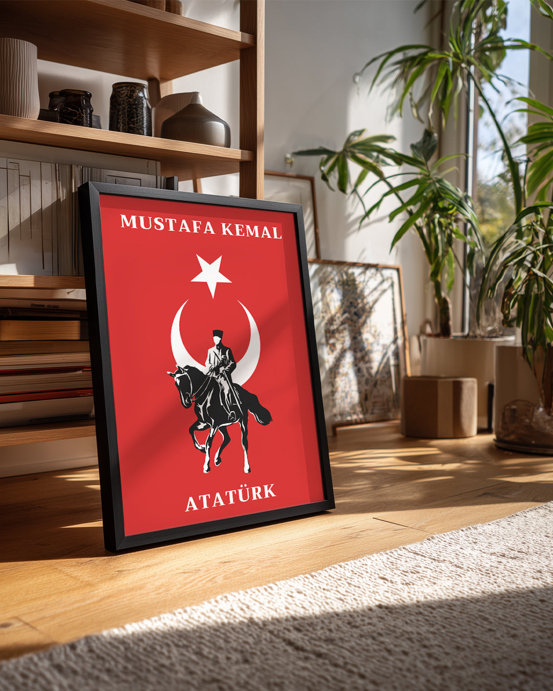 Cumhuriyetin Şafağı – At Üstünde Atatürk Silüet Poster Tablosu