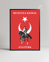 Cumhuriyetin Şafağı – At Üstünde Atatürk Silüet Poster Tablosu