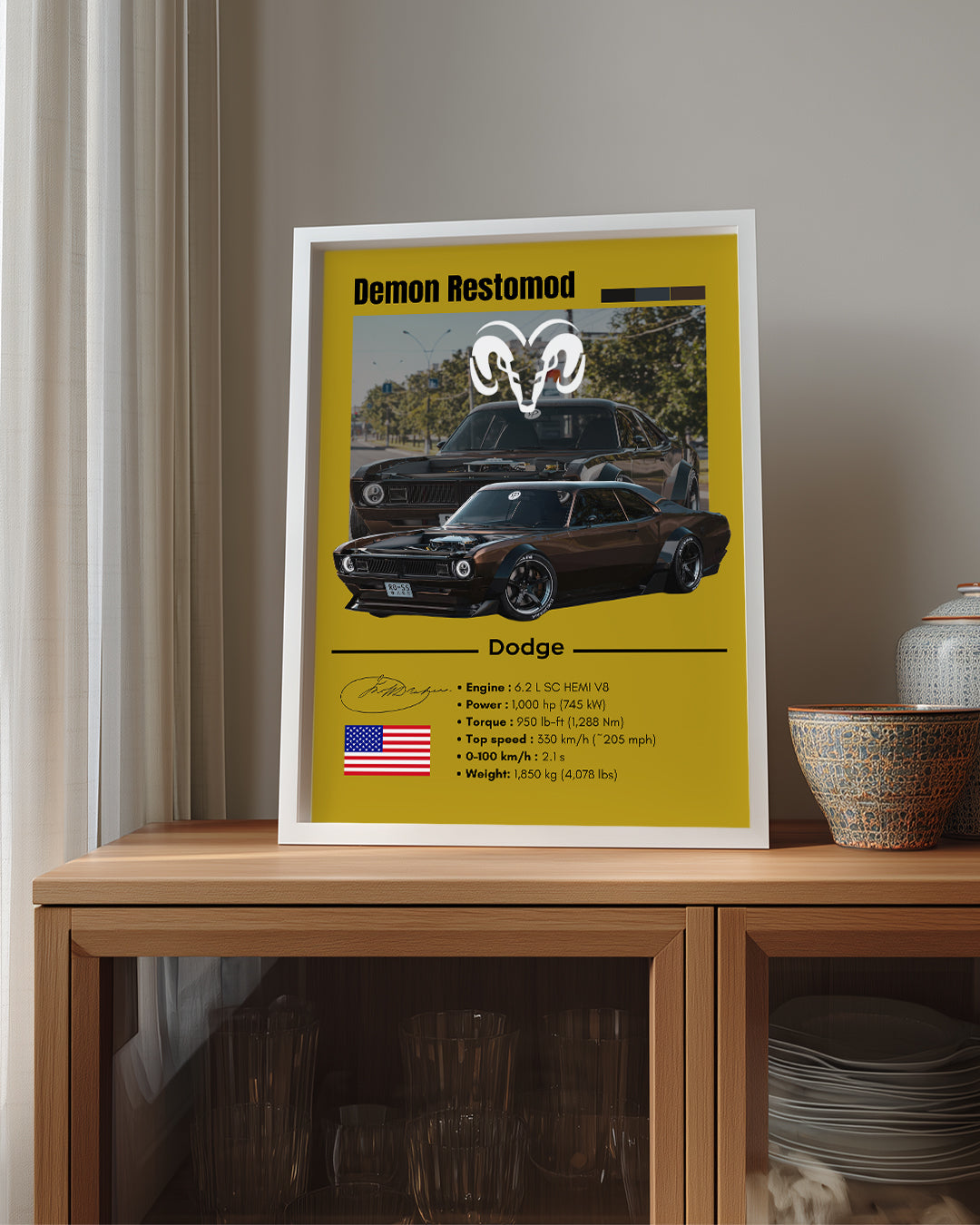 Dodge Demon Restomod Poster Tablosu