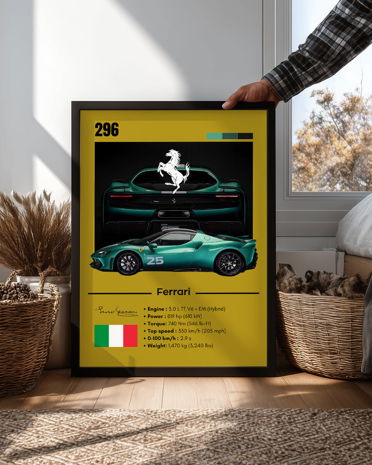 Ferrari 296 Poster Tablosu