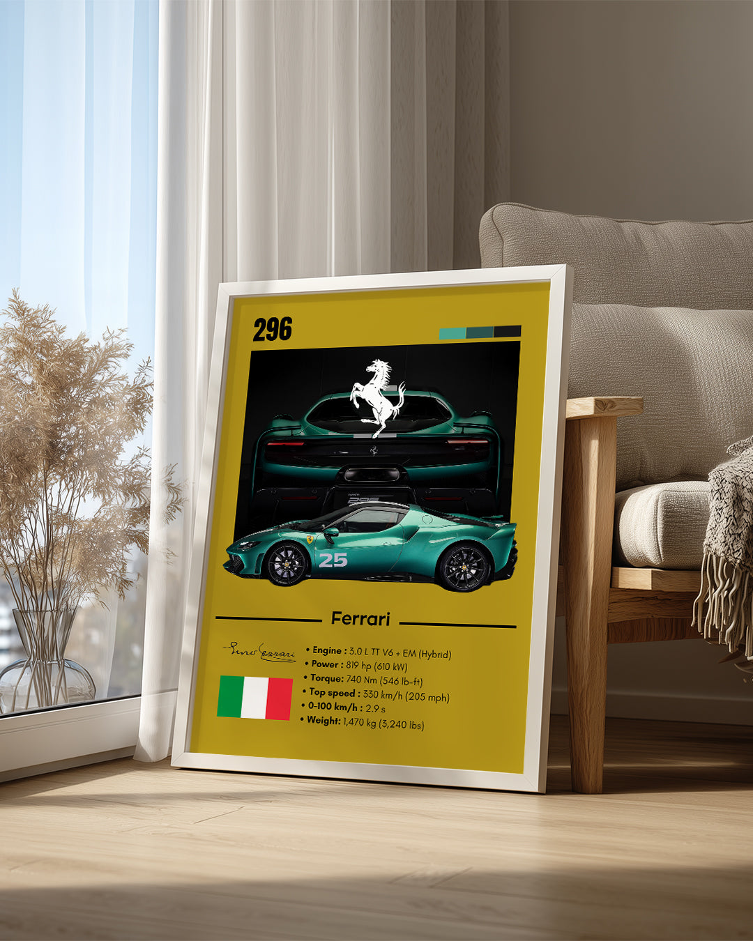 Ferrari 296 Poster Tablosu