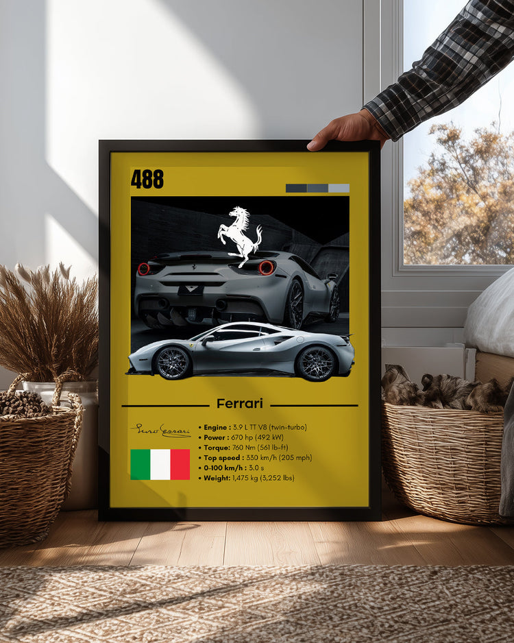 Ferrari 488 Poster Tablosu