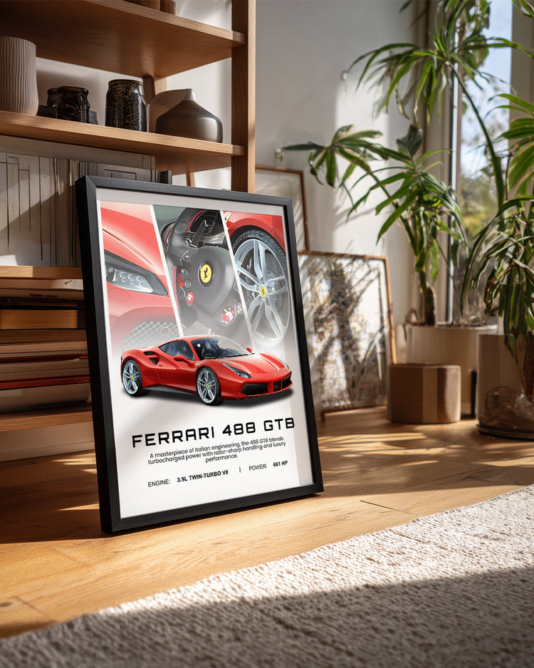 Ferrari 488 GTB Poster Tablosu