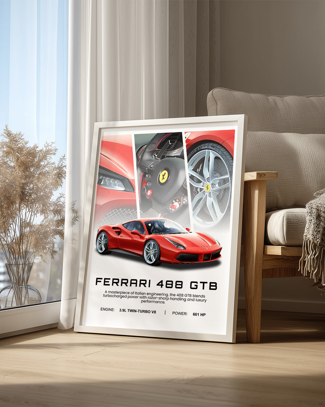 Ferrari 488 GTB Poster Tablosu