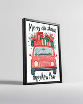 Flying Reindeer Night Poster Tablosu