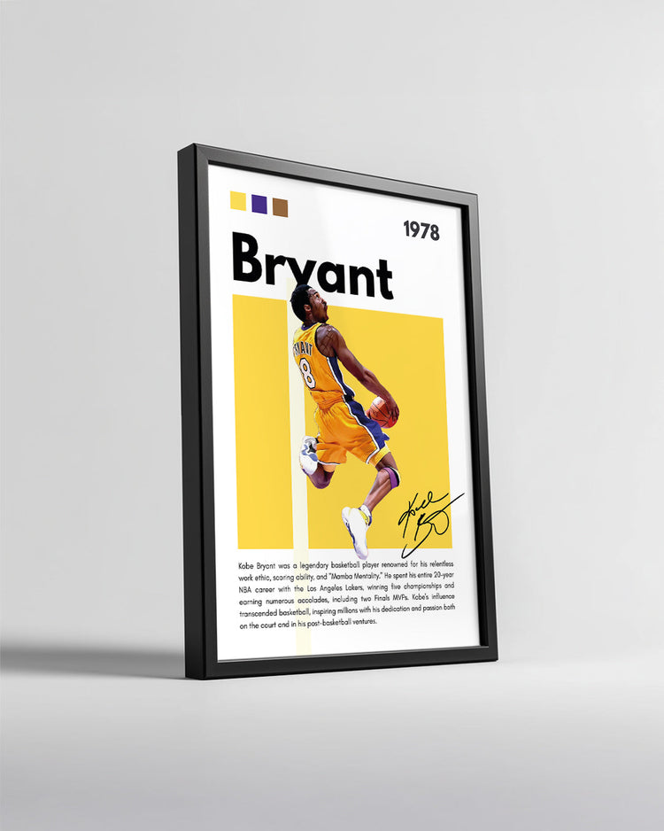Kobe Bryant 1978 Sarı Arkaplan Poster Tablosu