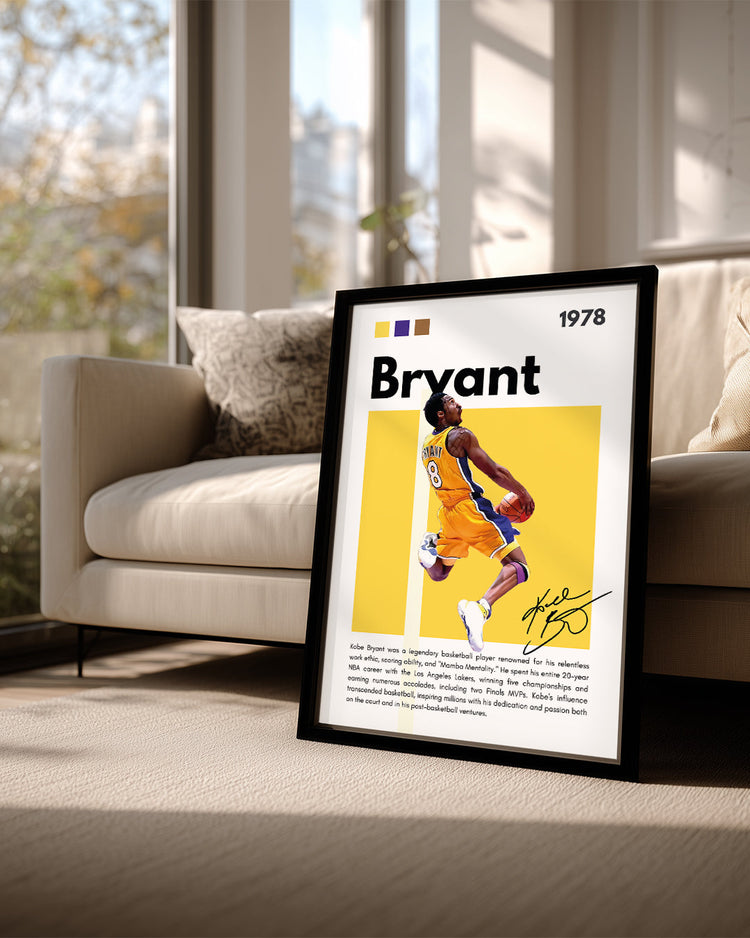 Kobe Bryant 1978 Sarı Arkaplan Poster Tablosu