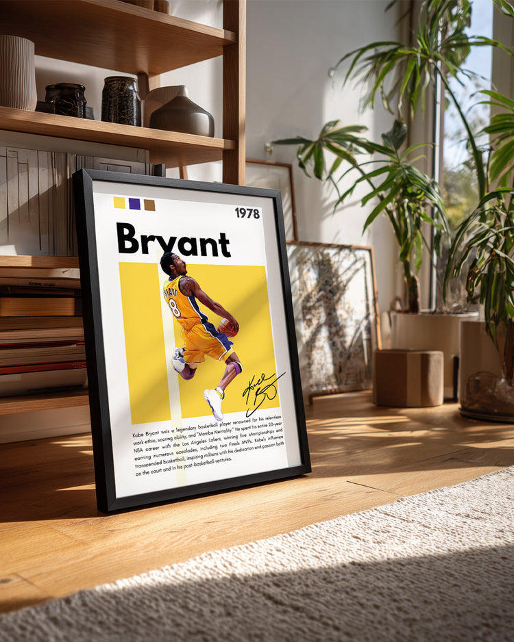 Kobe Bryant 1978 Sarı Arkaplan Poster Tablosu