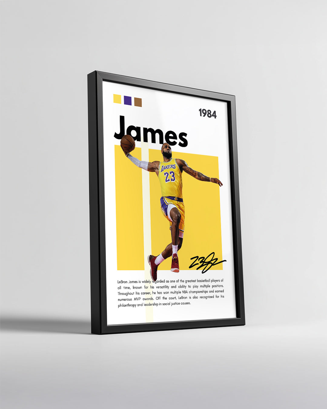LeBron James 1984 Sarı Arkaplan Poster Tablosu