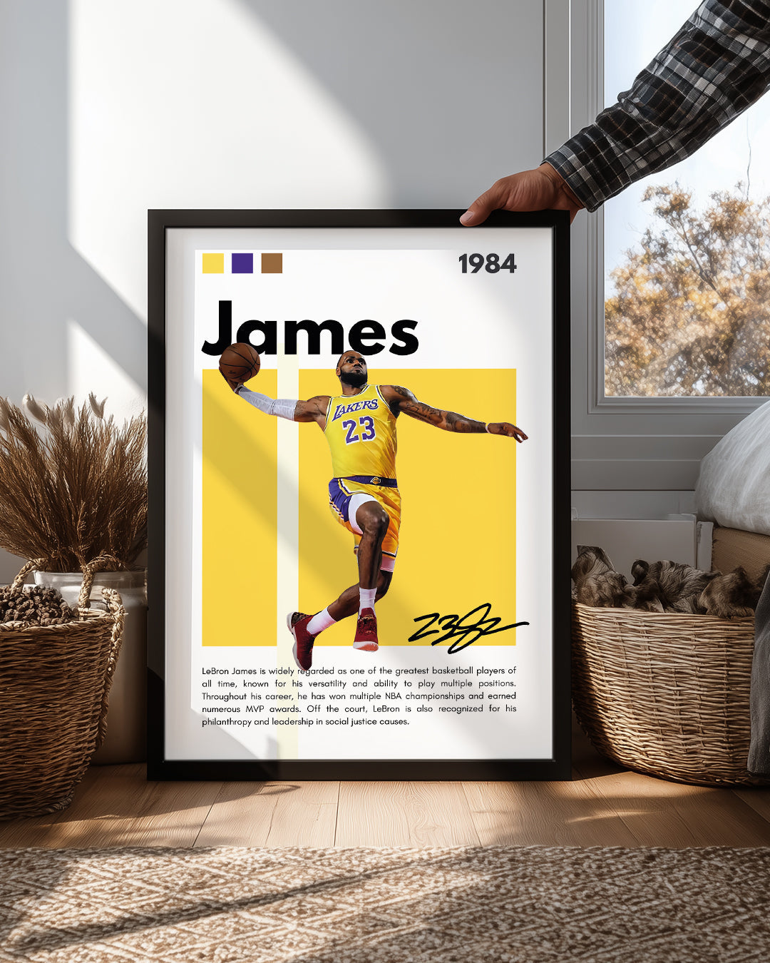 LeBron James 1984 Sarı Arkaplan Poster Tablosu