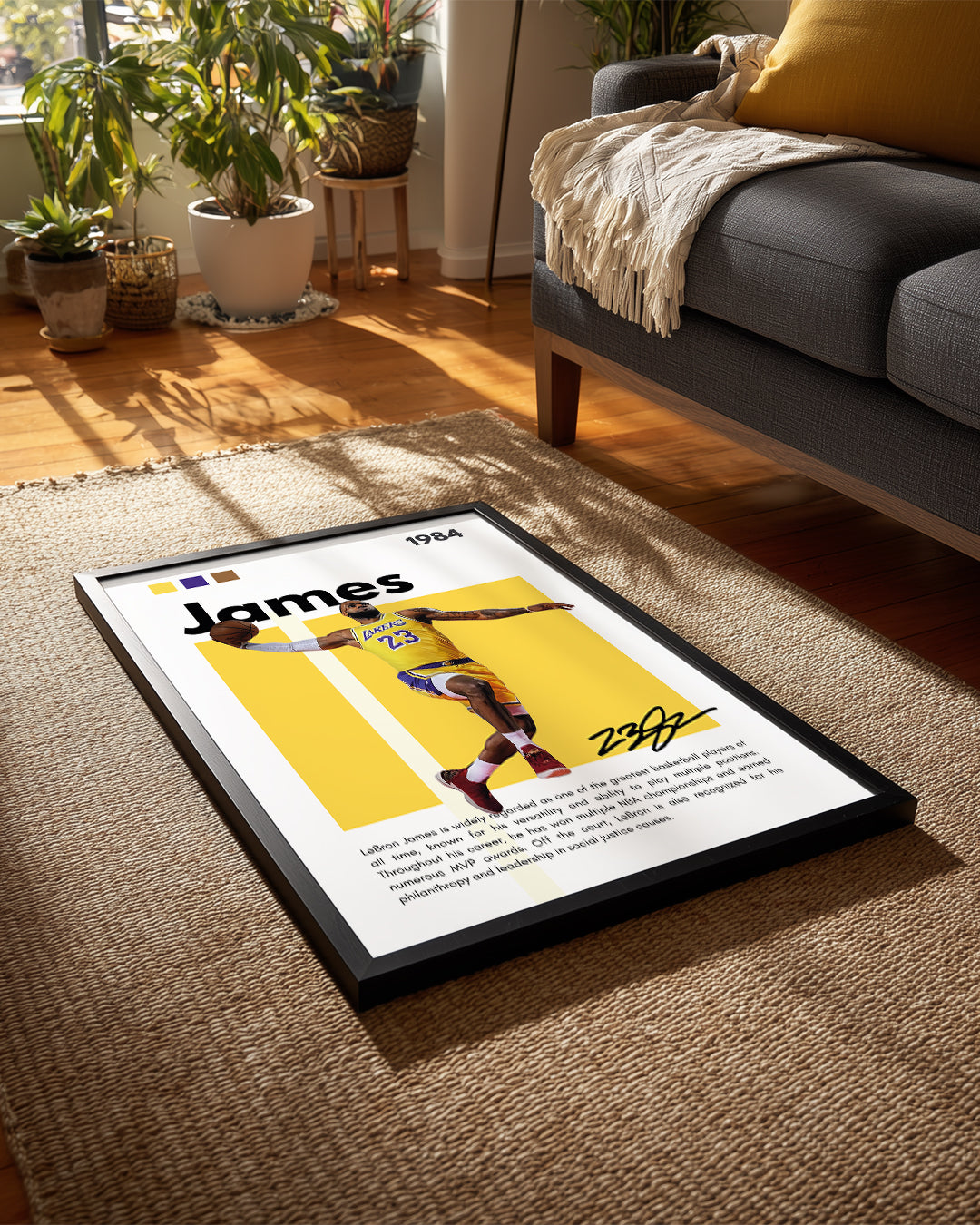 LeBron James 1984 Sarı Arkaplan Poster Tablosu