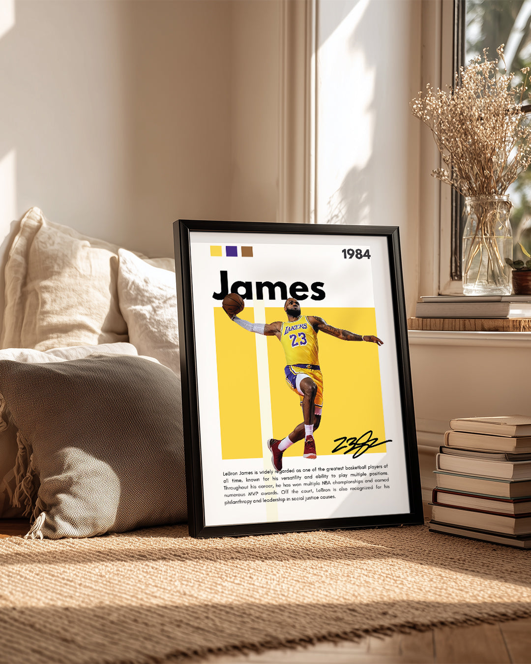 LeBron James 1984 Sarı Arkaplan Poster Tablosu