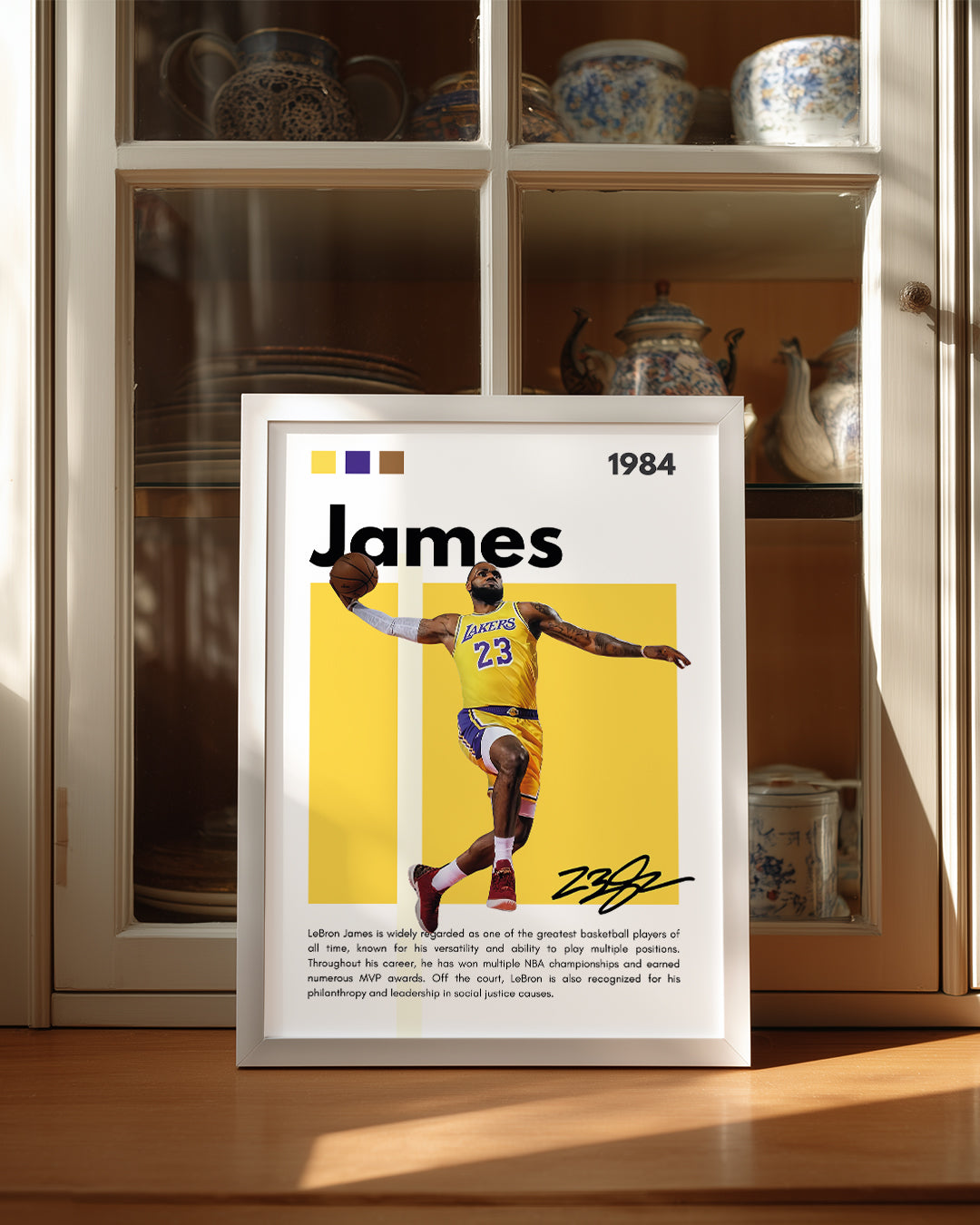 LeBron James 1984 Sarı Arkaplan Poster Tablosu