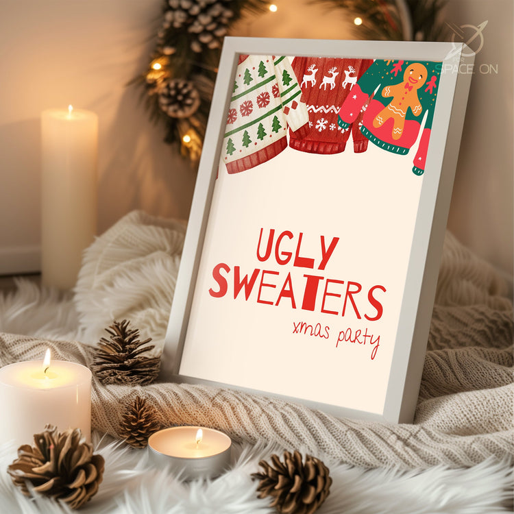 Merry And Bright Text Poster Tablosu