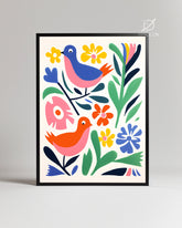 Oiseau Fleur Poster Tablosu