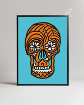 Orange Skull Poster Tablosu