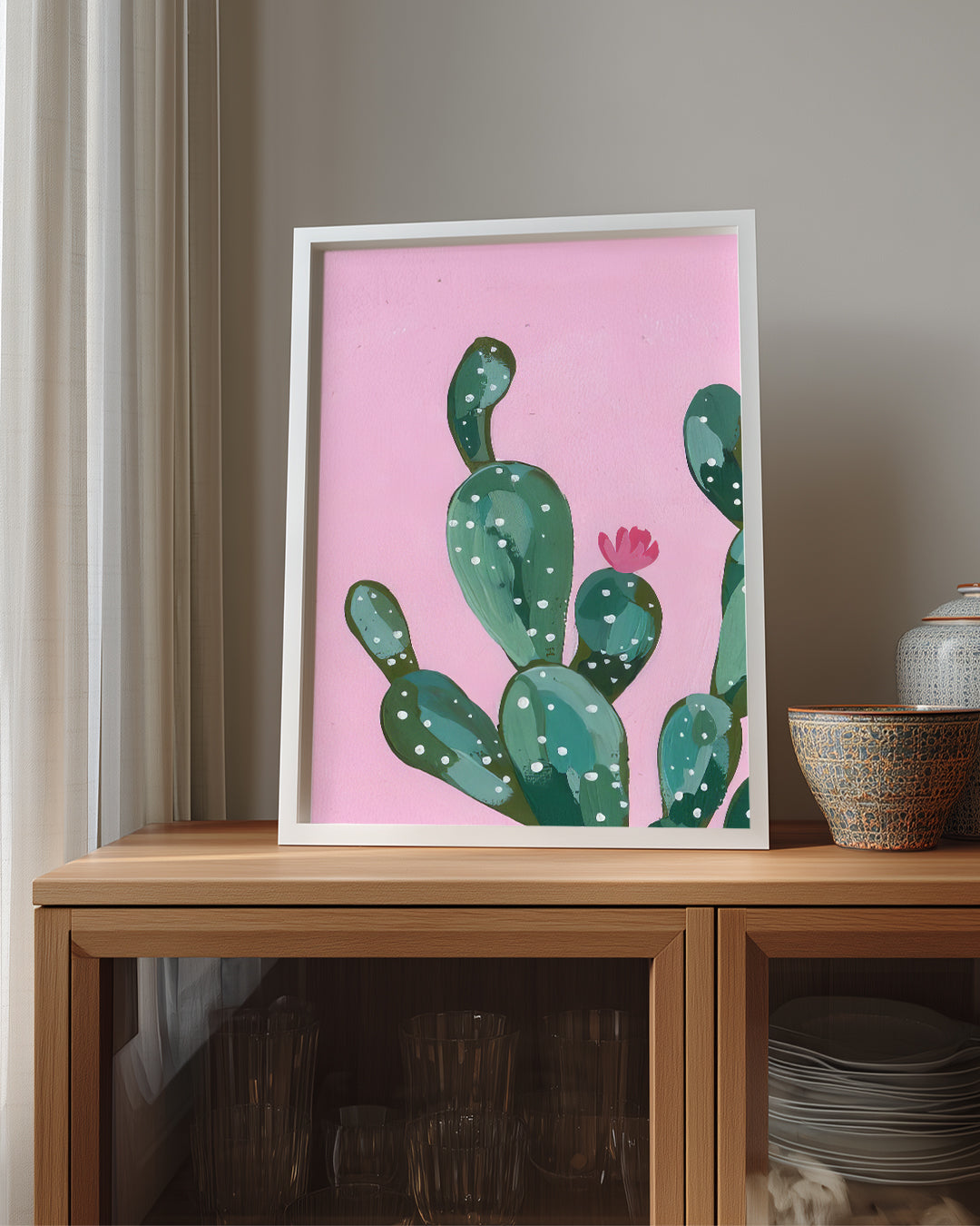 Pink Cactus Poster Tablosu