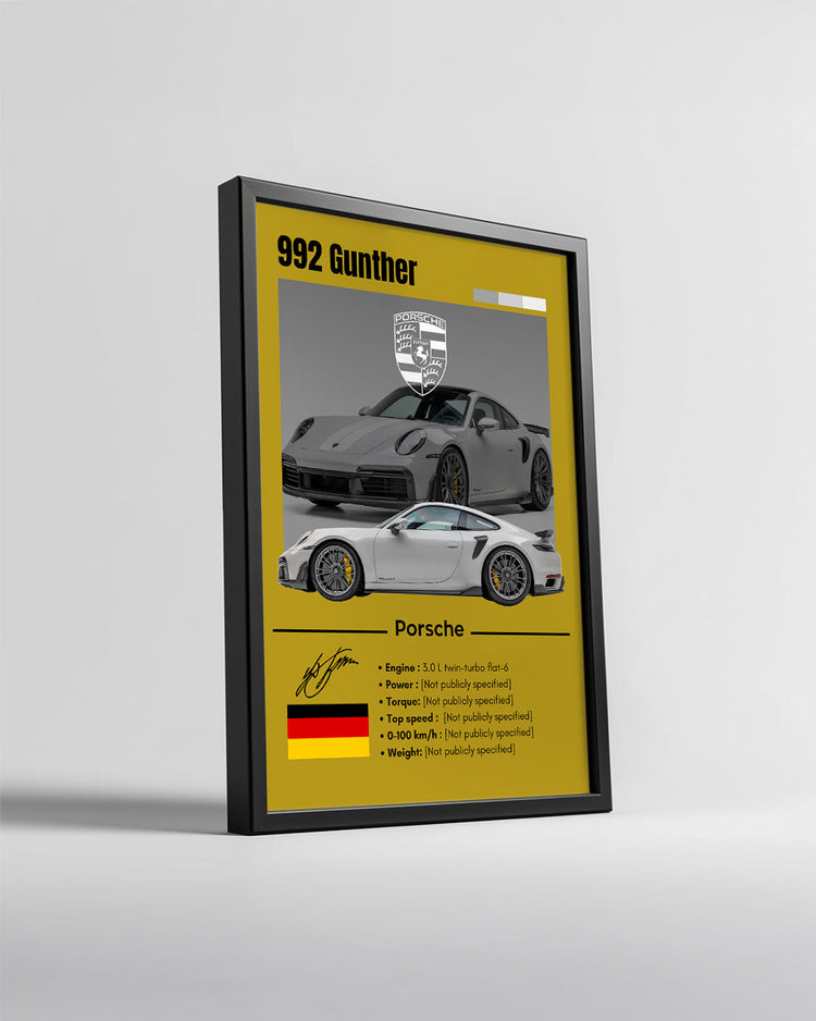 Porsche 992 Gunther Poster Tablosu