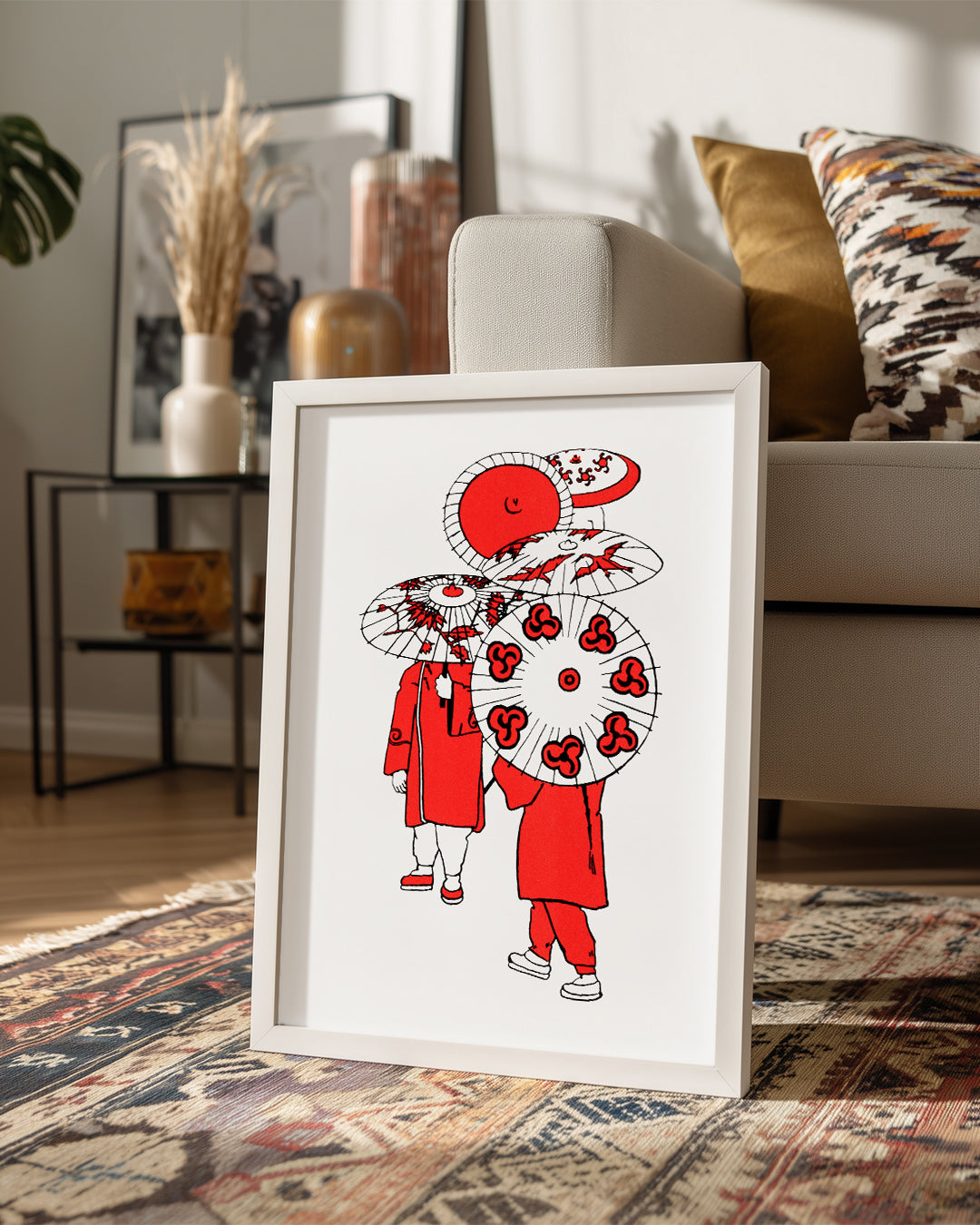Red Umbrellas Poster Tablosu