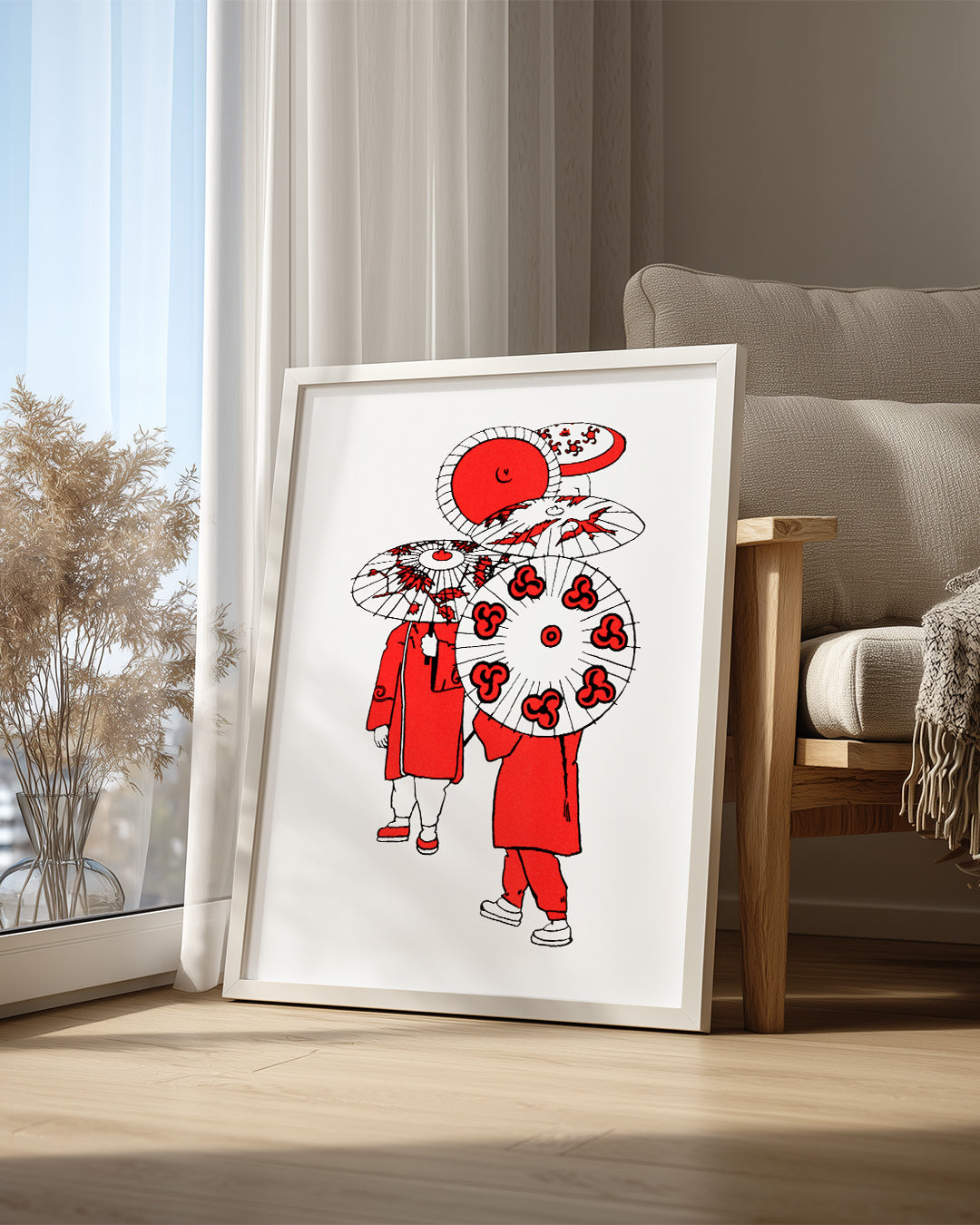 Red Umbrellas Poster Tablosu