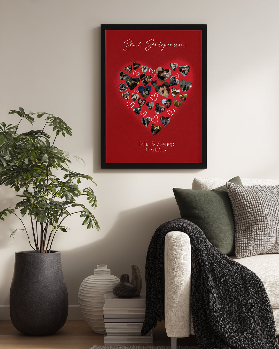 Seni Seviyorum Kalp Kolaj Poster Tablo