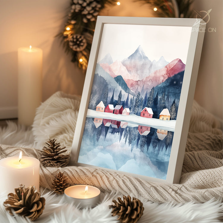 Snowman Couple Love Poster Tablosu