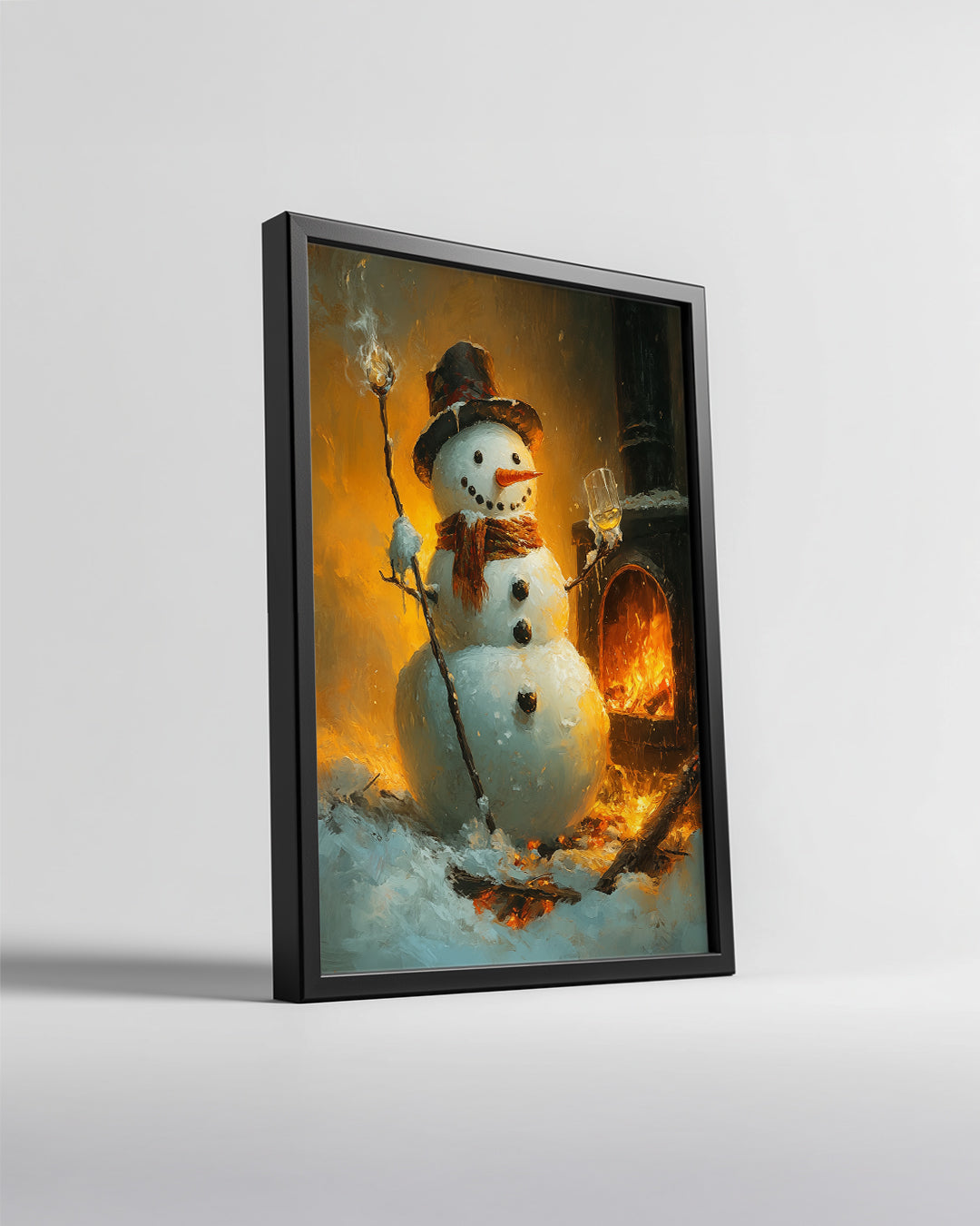 Snowman At Night Poster Tablosu