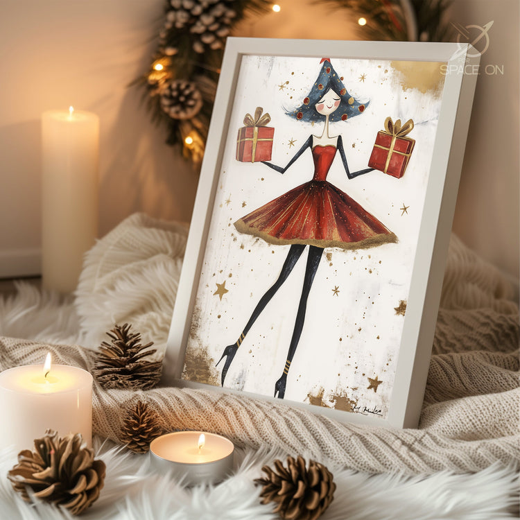 Snowman With Birds Poster Tablosu