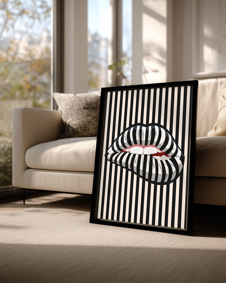 Stripe Lips Poster Tablosu