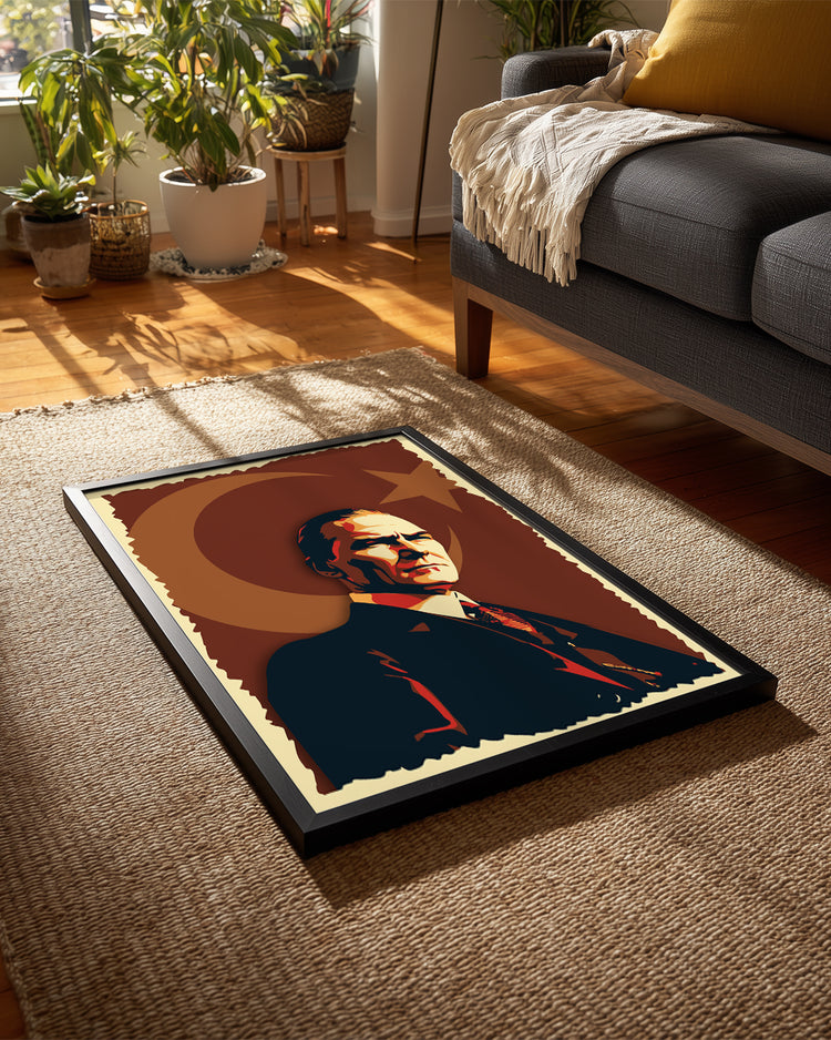 Tarihin Akışını Değiştiren Lider – Retro Atatürk Poster Tablosu