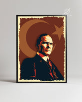 Tarihin Akışını Değiştiren Lider – Retro Atatürk Poster Tablosu