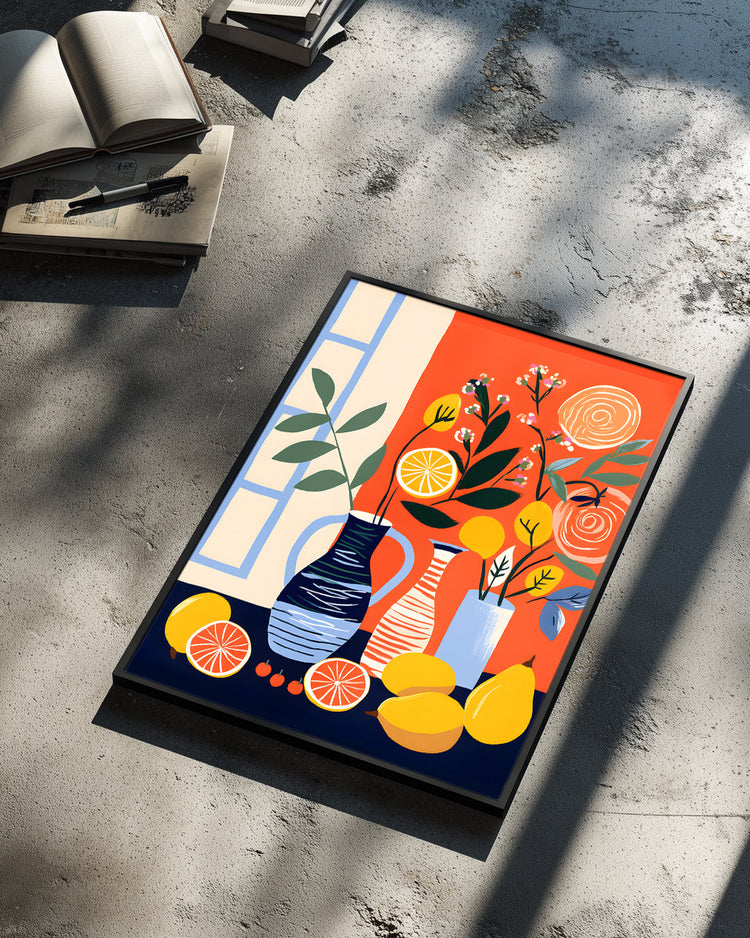 Vase Fruits Poster Tablosu