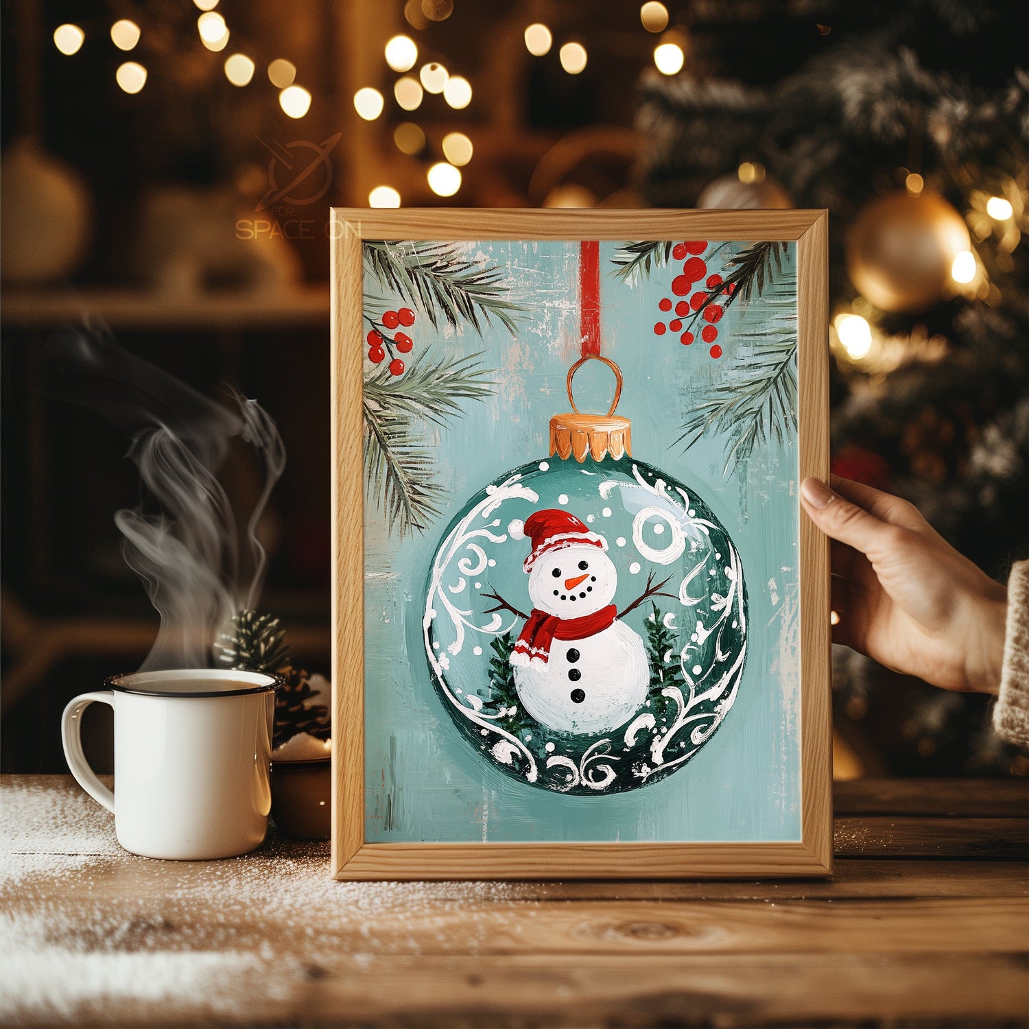 Whimsical Snowman Scene Poster Tablosu