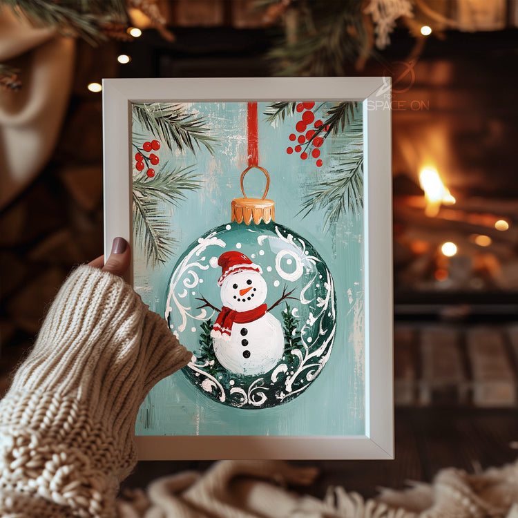 Whimsical Snowman Scene Poster Tablosu
