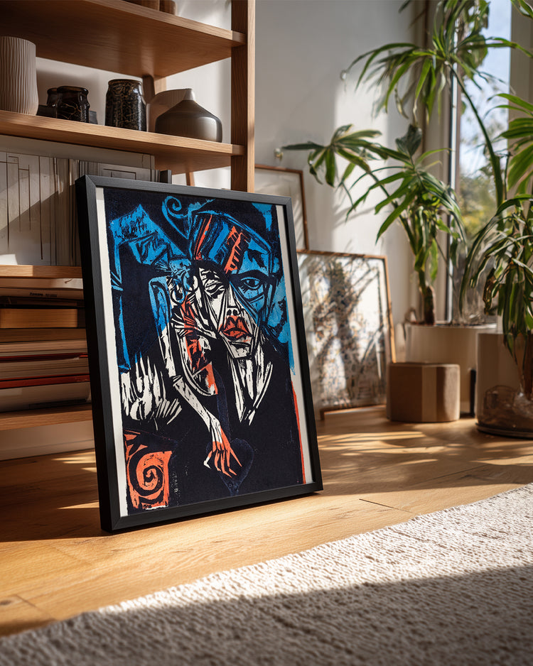 Woodcut Face Poster Tablosu
