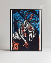 Woodcut Face Poster Tablosu